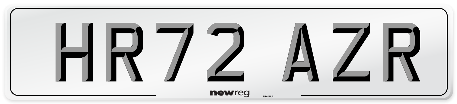 HR72 AZR Number Plate from New Reg